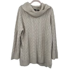 Cotton Cable Knit Sweater Shawl Collar Pullover 2X Jeanne Pierre Cozy Classic